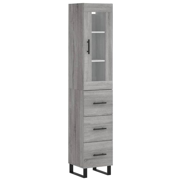vidaXL Highboard grå sonoma 34,5x34x180 cm konstruert tre