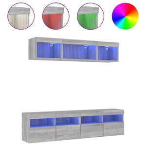 vidaXL Vegghengte TV-enheter 5 deler gr&aring; sonoma konstruert tre