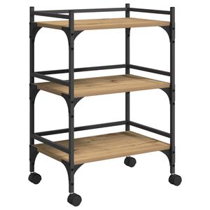 vidaXL Kj&oslash;kkenvogn Artisan Eik 50 x 35 x 75.5 cm Konstruert tre
