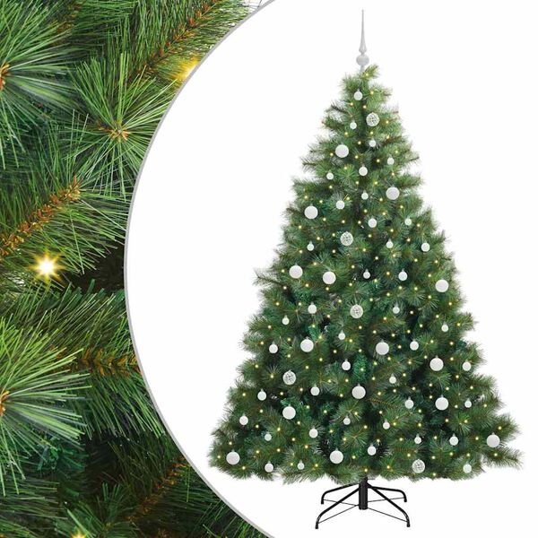 vidaXL Kunstig juletre med 300 LED med stativ gr&oslash;nn 210 cm PE og PVC