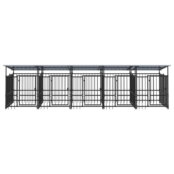 vidaXL Utend&oslash;rs hundeg&aring;rd med tak st&aring;l 9,38 m&sup2;