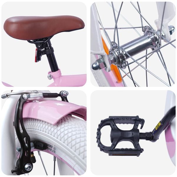 vidaXL Barnesykkel 18 Tommer for 5-7 &aring;r gammel Lys rosa