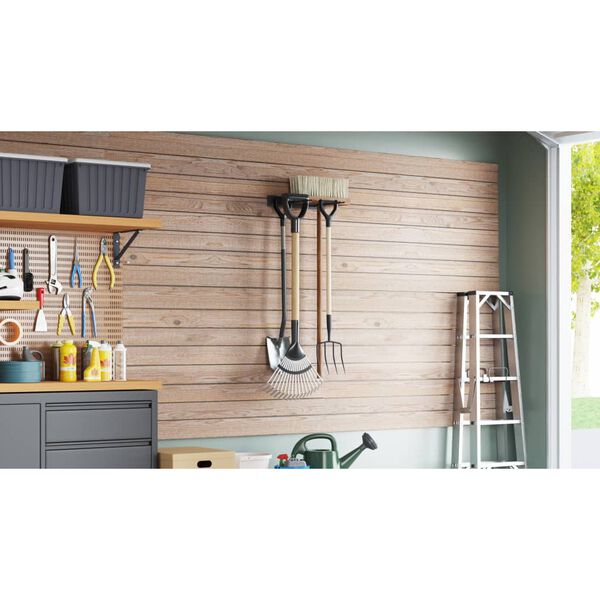 vidaXL Oppbevaringsstativ for hageredskaper veggmontert svart stål