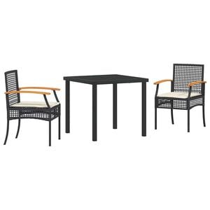vidaXL Hage Spisegruppe med pute 7 pcs Gr&aring; og svart Rotting