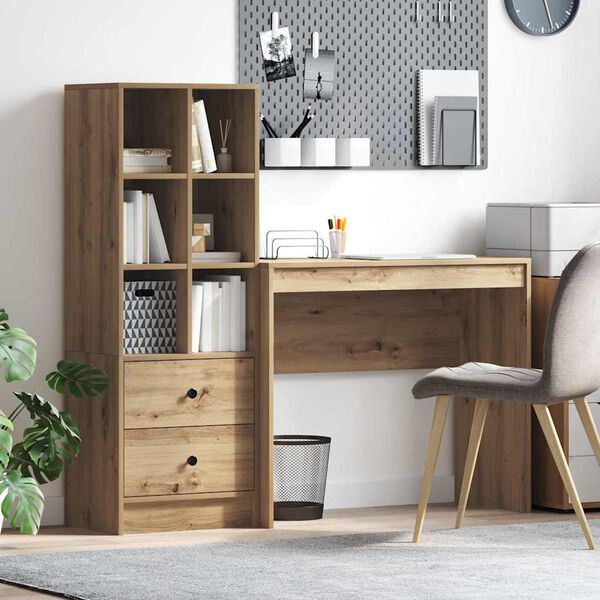 vidaXL Skrivebord med skuff 2 pcs Artisan Eik