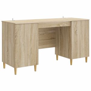 vidaXL Skrivebord med d&oslash;r Sonoma eik 142,5 x 50 x 75 cm Konstruert tre