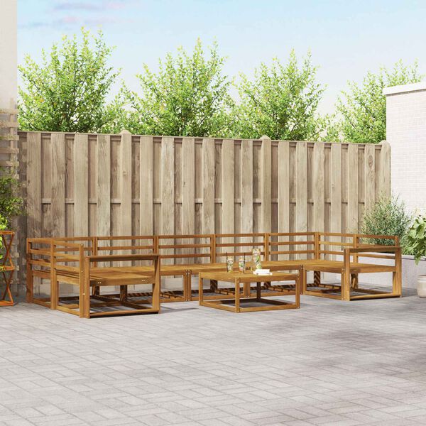 vidaXL Utend&oslash;rs sofa-sett 8 pcs Naturlig Solid akasietre