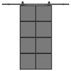 vidaXL Skyved&oslash;r med monteringssett svart 102,5x205 cm herdet glass