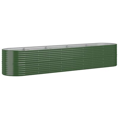 vidaXL Høybed pulverlakkert stål 368x80x68 cm grønn
