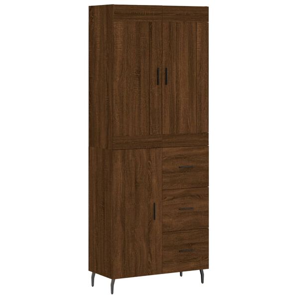 vidaXL Highboard brun eik 69,5x34x180 cm konstruert tre