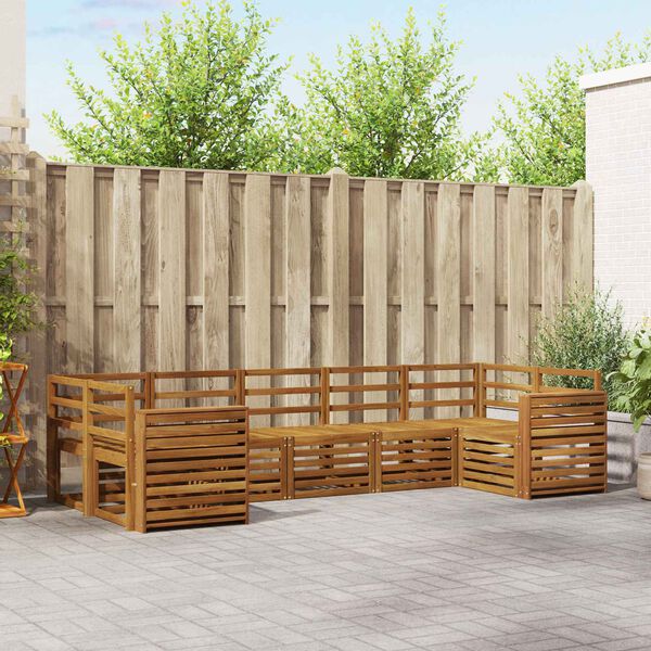 vidaXL Sofasett 7 pcs Naturlig Solid akasietre