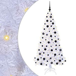 vidaXL Kunstig juletre med 300 LED med stativ Hvit 180 cm PVC og st&aring;l