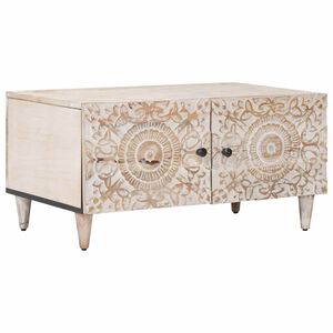 vidaXL Kaffebord Hvit 80 x 50 x 40 cm Massiv mango tre