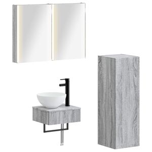 vidaXL Baderomsskapsett 4 pcs Gr&aring; Sonoma 43 x 11,5 x 60,5 cm