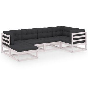 vidaXL Hagesofagruppe med puter 6 deler heltre furu