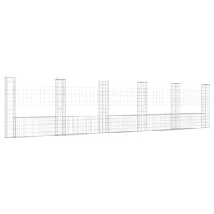 vidaXL Gabionkurv u-formet med 6 stolper 620x20x150 cm jern