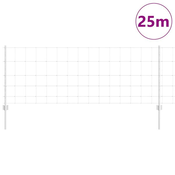 vidaXL Gjerde med stolpe s&oslash;lv 0,8 x 25 m St&aring;l