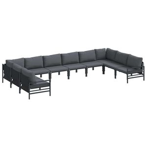 vidaXL Hagesofa Set med pute 10 pcs Svart St&aring;l