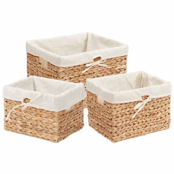 vidaXL Oppbevaringskurver 3 pcs Naturlig 35 x 30 x 25 cm Vannhyasint