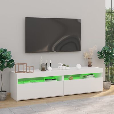 vidaXL TV-benker 2 stk med LED-lys hvit 75x35x40 cm