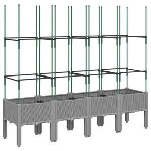 vidaXL Plantekasse med espalier lysegr&aring; 160x40x142,5 cm PP