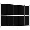 vidaXL Romdeler med 5 paneler svart 250x180 cm stoff