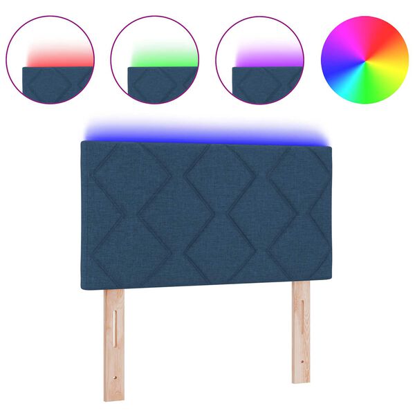 vidaXL Hodegavl med LED -stripelys med hodegjerde Blå 180 cm stoff