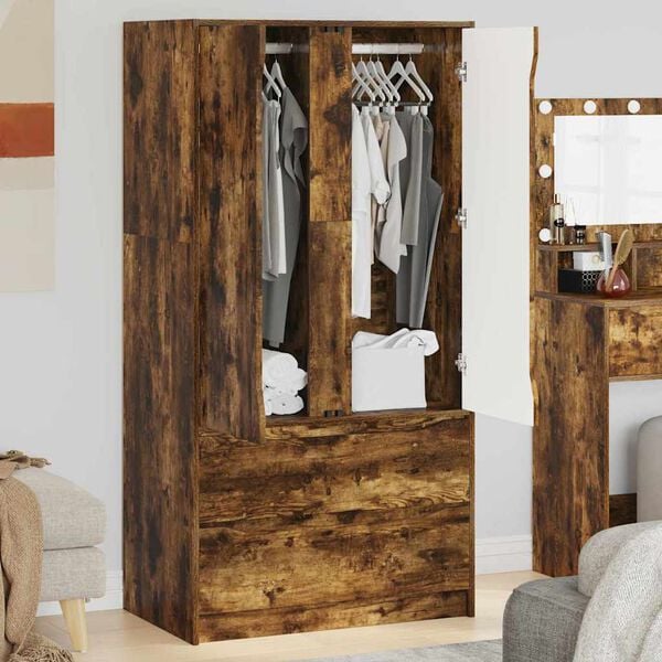 vidaXL Baderomsskap med d&oslash;r R&oslash;kt eik 79,5 x 49 x 156 cm Konstruert tre