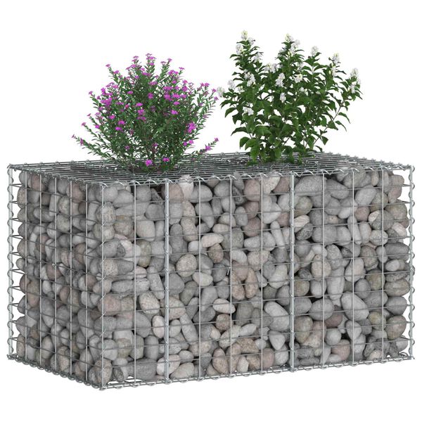 vidaXL Gabion hevet seng s&oslash;lv 100 x 60 x 55 cm Galvanisert St&aring;l
