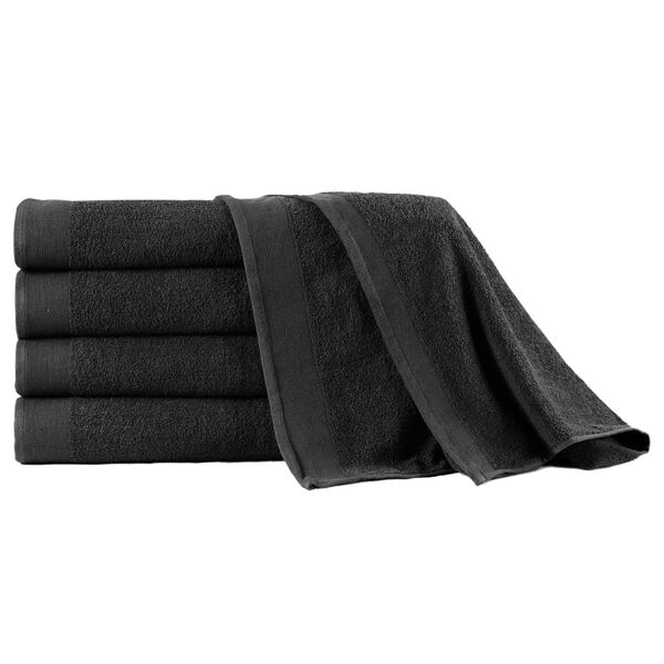 vidaXL Badehåndklesett 5 stk bomull 450 g/m² 100x150 cm svart