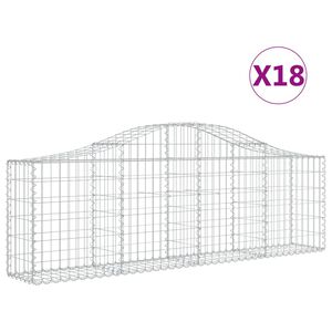 vidaXL Gabionkurver buede 18 stk 200x30x60/80 cm galvanisert jern
