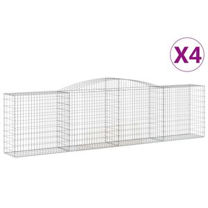 vidaXL Gabionkurver buede 4 stk 400x50x100/120 cm galvanisert jern