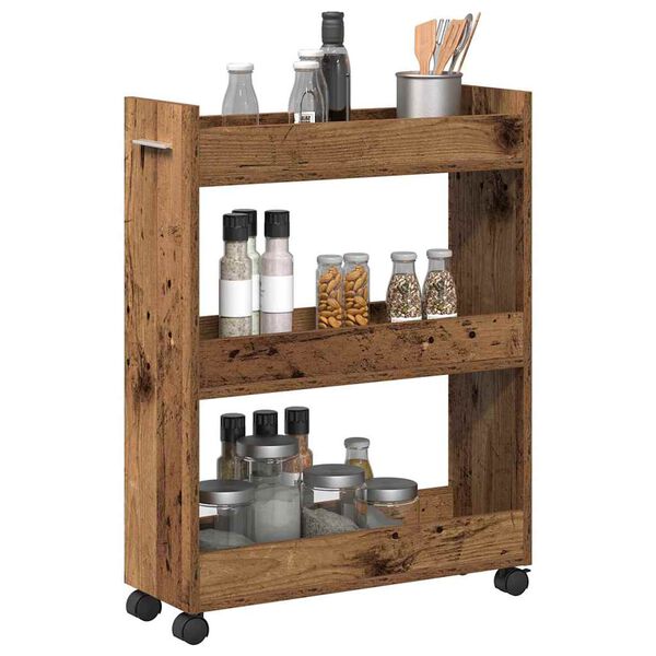 vidaXL Kabinett med hjul Gammelt tre 60 x 22 x 79 cm Konstruert tre