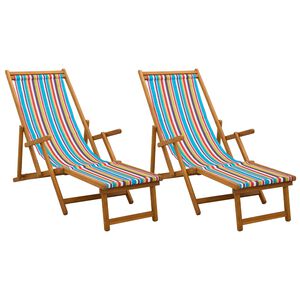 vidaXL Sammenleggbar solstol 2 pcs 3 Posisjon Solid Eucalyptus Tre