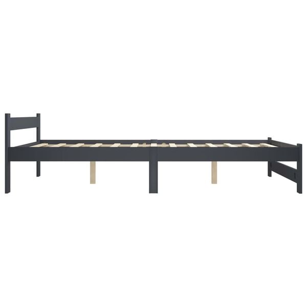 vidaXL Sengeramme med 2 skuffer mørkegrå heltre furu 140x200 cm