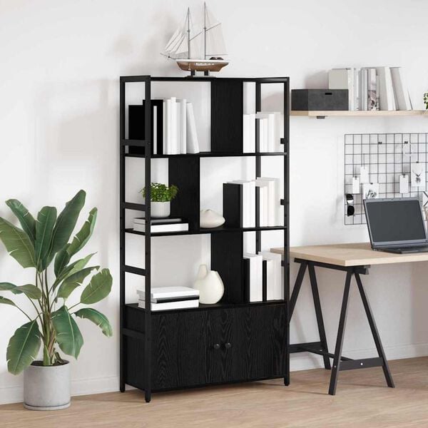 vidaXL Bokhylle Svart Eik 80 x 30 x 155,5 cm Konstruert tre