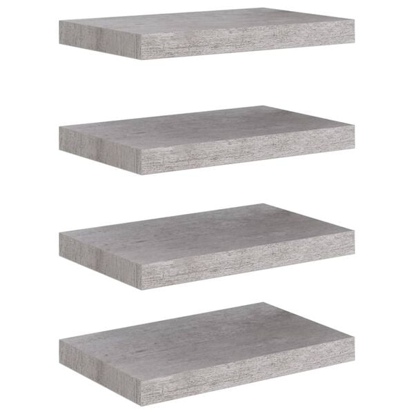 vidaXL Flytende vegghyller 4 stk betonggrå 40x23x3,8 cm MDF