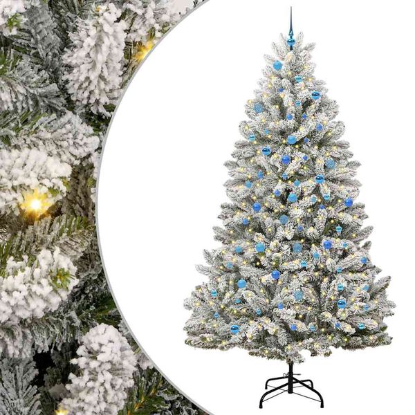vidaXL Kunstig juletre med 300 LED Gr&oslash;nn og hvit 240 cm PVC og metall