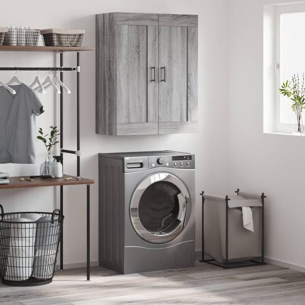 vidaXL Veggskap gr&aring; sonoma 69,5x34x90 cm konstruert tre