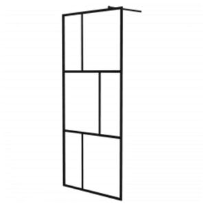 vidaXL Dusjvegg med herdet glass svart 90x195 cm