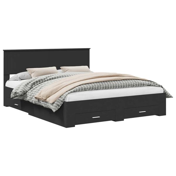 vidaXL Sengestamme med hodegjerde Svart 160 x 200 cm Konstruert tre