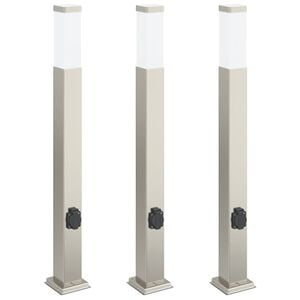 vidaXL Pullertlamper med stikkontakt 3 stk 80 cm rustfritt st&aring;l IP44