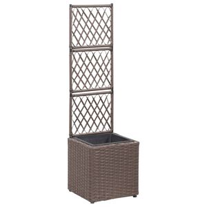 vidaXL H&oslash;ybed med espalier 1 potte 30x30x107 cm polyrotting brun