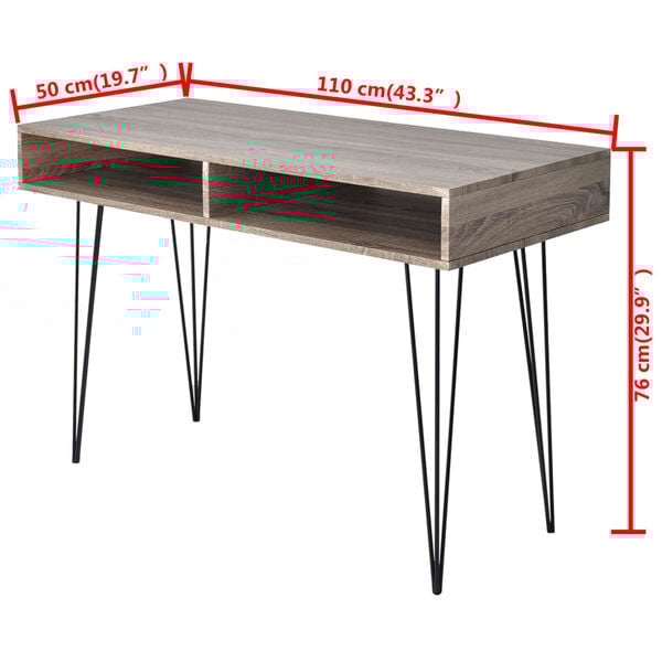 vidaXL Skrivebord med 2 hyller gr&aring;tt