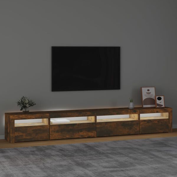 vidaXL TV-benk med LED-lys røkt eik 270x35x40 cm