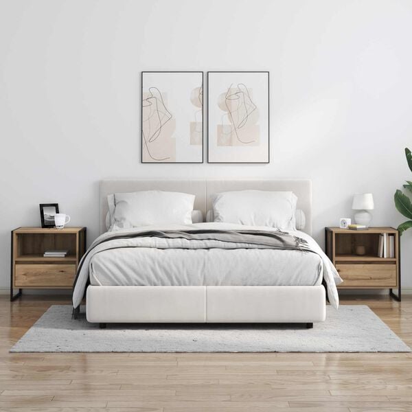 vidaXL Nattbord Kunstnerisk Eik 50 x 39,5 x 50 cm Konstruert tre