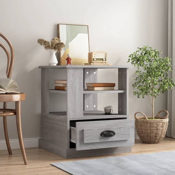 vidaXL Sidebord grå sonoma 50x50x60 cm konstruert tre