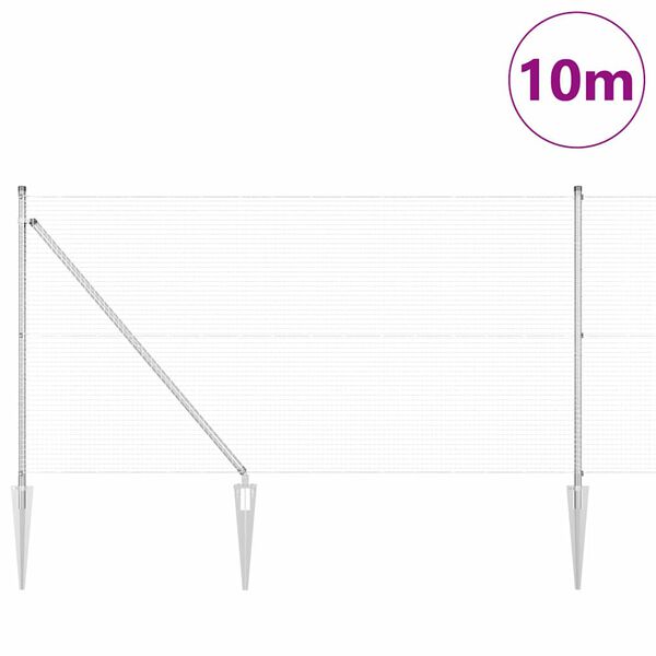 vidaXL Gjerde med innlegg. sølv 0.8 x 10 m Stål