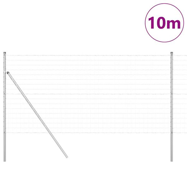 vidaXL Gjerde med stolpe s&oslash;lv 1,4 x 10 m St&aring;l og PVC