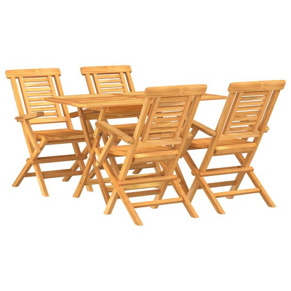 vidaXL Hagespisegruppe 5 deler heltre teak